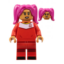 Soccer Player, Female, Red Uniform, Medium Nougat Skin, Magenta Hair – ЛЕГО ИДЕИ