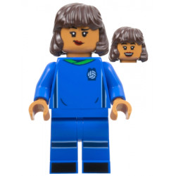 Soccer Player, Female, Blue Uniform, Medium Nougat Skin, Dark Brown Hair – ЛЕГО ИДЕИ