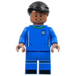 Soccer Player, Female, Blue Uniform, Medium Brown Skin, Black Hair, Hearing Aid – ЛЕГО ИДЕИ