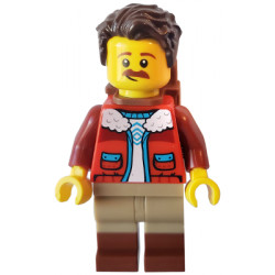 Camper - Male, Dark Brown Hair, Red Jacket, Dark Tan Legs with Reddish Brown Boots, Backpack – ЛЕГО ИДЕИ