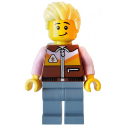 Camper - Male, Reddish Brown Jacket, Sand Blue Legs, Bright Light Yellow Spiked Hair Swept Up – ЛЕГО ИДЕИ