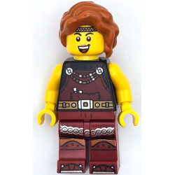 Viking Blacksmith - Female, Dark Red Overalls, Dark Red Legs with Trim, Dark Orange Hair – ЛЕГО ИДЕИ
