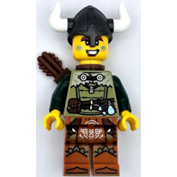 Viking Archer - Male, Olive Green Tunic, Dark Orange Legs with Loincloth, Pearl Dark Gray Helmet, Quiver – ЛЕГО ИДЕИ