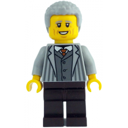 Man - Light Bluish Gray Jacket with Pinstripes, Dark Brown Legs, Light Bluish Gray Coiled Hair – ЛЕГО ИДЕИ