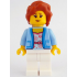 Woman - Bright Light Blue Jacket over White Shirt with Coral Flowers, White Legs, Dark Orange Hair with Braid – ЛЕГО ИДЕИ