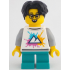 Child - Boy, White Shirt with Mountains Logo, Dark Turquoise Short Legs, Black Hair Wavy, Glasses – ЛЕГО ИДЕИ