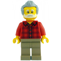 Man - Red Plaid Flannel Shirt, Dark Tan Legs, Light Bluish Gray Swept Back Hair – ЛЕГО ИДЕИ