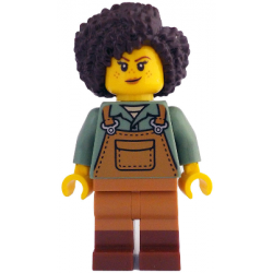 Gardener - Female, Medium Nougat Overalls over Sand Green Shirt, Reddish Brown Boots, Dark Brown Hair – ЛЕГО ИДЕИ