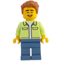 Man - Yellowish Green Jacket over White Shirt, Sand Blue Legs, Medium Nougat Tousled Hair – ЛЕГО ИДЕИ