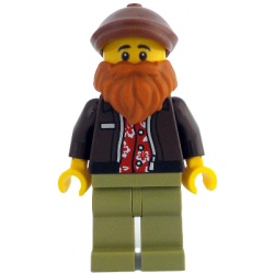 Photographer - Male, Dark Brown Jacket over Red Shirt, Olive Green Legs, Reddish Brown Cap, Dark Orange Beard – ЛЕГО ИДЕИ