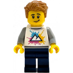 Tourist - White Shirt with Mountains Logo, Dark Blue Legs, Medium Nougat Tousled Hair – ЛЕГО ИДЕИ