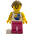 Diving Shop Owner - Female, White Tank Top with Dark Azure Sailboat, Dark Pink Legs, Dark Tan Hair w – ЛЕГО ИДЕИ
