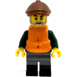 Fisher - Dark Green Open Jacket, Dark Bluish Gray Legs with Black Boots, Reddish Brown Flat Cap, Ora – ЛЕГО ИДЕИ