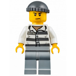 Police - Jail Prisoner 86753 Prison Stripes, Dark Bluish Gray Knit Cap, Scowl – ГРАДСКИ