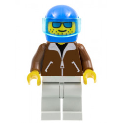Jacket Brown - Light Gray Legs, Blue Helmet, Trans-Light Blue Visor – ГРАДСКИ