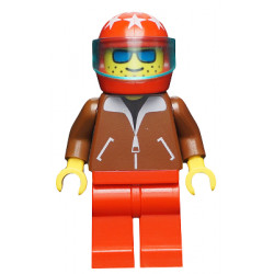 Jacket Brown - Red Legs, Red Helmet 7 White Stars, Trans-Light Blue Visor, Blue Sunglasses – ГРАДСКИ
