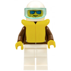 Jacket Brown - White Legs, White Helmet, Trans-Light Blue Visor, Blue Sunglasses, Life Jacket – ГРАДСКИ