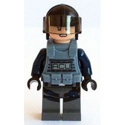ACU Trooper - Female, Black Aviator Cap with Trans-Brown Visor, Light Nougat Head, Sand Blue Body Armor Vest – ДЖУРАСИК СВЯТ