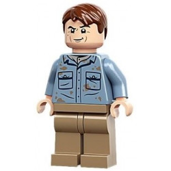 Dr. Alan Grant - Sand Blue Shirt with Pockets and Dirt Stains, Reddish Brown Hair – ДЖУРАСИК СВЯТ