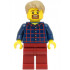 LEGOLAND Park Male, Dark Blue Plaid Button Shirt with Wide Neck and Back Print, Dark Tan Short Tousled Hair, Goatee – ПАРКОВЕ ЛЕГОЛАНД
