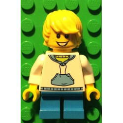 LEGOLAND Park Boy, Hooded Sweatshirt with Medium Blue Pocket and Drawstring Front, Yellow Hair – ПАРКОВЕ ЛЕГОЛАНД