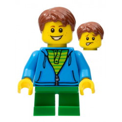 LEGOLAND Park Boy with Reddish Brown Hair, Hoodie with Zipper over Lime and Green Striped Shirt and Green Legs – ПАРКОВЕ ЛЕГОЛАНД