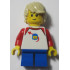 LEGOLAND Park Boy with Tan Hair, Shirt with Red Collar and Shoulders, Spaceship Orbiting Classic Space Helmet Pattern and Short Blue Legs – ПАРКОВЕ ЛЕГОЛАНД