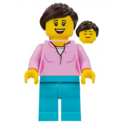 LEGOLAND Park Female with Dark Brown Ponytail, Bright Pink Shirt, Medium Azure Legs – ПАРКОВЕ ЛЕГОЛАНД