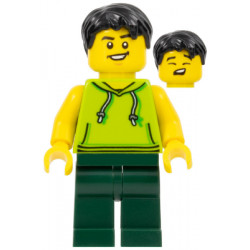 LEGOLAND Park Visitor - Male, Lime Sleeveless Hoodie, Dark Green Legs, Black Hair – ПАРКОВЕ ЛЕГОЛАНД
