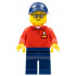 LEGOLAND Park Worker Male with Glasses, Dark Blue Hat, Red Polo Shirt with 'LEGOLAND' on Back and Dark Blue Legs – ПАРКОВЕ ЛЕГОЛАНД