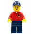 LEGOLAND Park Worker Male, Smiling, Dark Blue Hat, Red Polo Shirt with 'LEGOLAND' on Back and Dark Blue Legs – ПАРКОВЕ ЛЕГОЛАНД