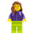 LEGOLAND Park Female with Reddish Brown Mid-Length Hair, Dark Purple Tracksuit, Lime Legs – ПАРКОВЕ ЛЕГОЛАНД
