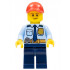 LEGOLAND Park Police Officer with Shirt with Dark Blue Tie and Gold Badge, Dark Tan Belt with Radio, Dark Blue Legs, Red Cap, Lopsided Smile – ПАРКОВЕ ЛЕГОЛАНД