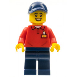 LEGOLAND Park Worker Male with Dark Blue Hat, Red Polo Shirt with 'LEGOLAND' on Back and Dark Blue Legs – ПАРКОВЕ ЛЕГОЛАНД