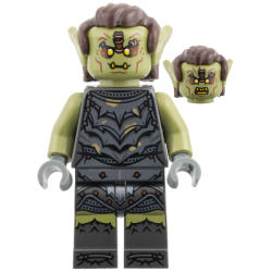 Orc - Olive Green Head, Pearl Dark Gray Armor with Dirt Splotches, Dark Brown Hair, Yellow Eyes – ХОБИТ И ВЛАСТЕЛИНЪТ НА ПРЪСТЕНИТЕ