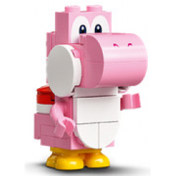 Pink Yoshi - White Tile, Round 1 x 1 Quarter on Front – СУПЕР МАРИО