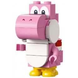 Pink Yoshi - White Tile, Round 1 x 2 Half on Front – СУПЕР МАРИО