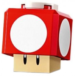Super Mushroom - Tan Hinge Brick / Blue Plate, Round 2 x 2 Interior – СУПЕР МАРИО