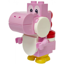 Pink Yoshi - White Tile, Round 2 x 2 Half Circle Extended on Front – СУПЕР МАРИО