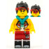 Monkie Kid - Bright Light Orange Open Jacket with Monkey Head Logo, Dark Turquoise Hood, Angry / Smile with Red Face Paint – МОНКИ КИД