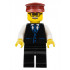 Train Driver - Male, Black Vest with Blue Striped Tie, Black Legs, Dark Red Hat, Glasses and Moustache – МОНКИ КИД