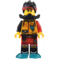 Monkie Kid - Bright Light Orange Diving Suit, Black Scuba Gear, Dark Turquoise Flippers – МОНКИ КИД