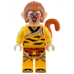 Monkey King - Bright Light Orange Robe, Black Animal Stripes, Red Sash, White Mask – МОНКИ КИД