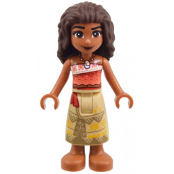 Moana (Sienna) - Mini Doll, Coral and White Strapless Top, Tan Long Skirt with Dark Tan Hems, Dark Brown Hair – ДИСНИ