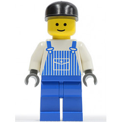 Overalls Striped Blue with Pocket, Blue Legs, Black Cap, Standard Grin – ГРАДСКИ