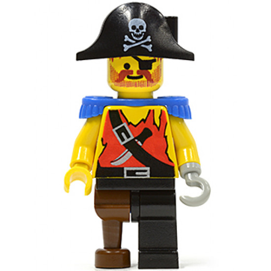 Pirate Shirt with Knife, Black Leg with Peg Leg, Black Pirate Hat with Skull, Blue Epaulettes – ПИРАТИ