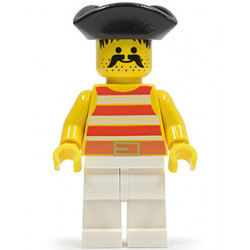 Pirate Red / White Stripes Shirt, White Legs, Black Pirate Triangle Hat – ПИРАТИ