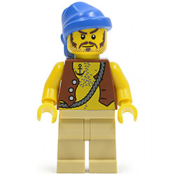 Pirate Vest and Anchor Tattoo, Tan Legs, Blue Bandana, Brown Moustache – ПИРАТИ