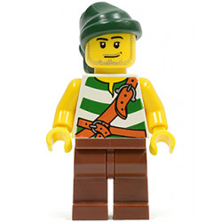 Pirate Green / White Stripes, Reddish Brown Legs, Dark Green Bandana, Smirk and Stubble Beard – ПИРАТИ
