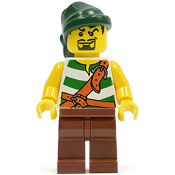 Pirate Green / White Stripes, Reddish Brown Legs, Dark Green Bandana, Goatee – ПИРАТИ